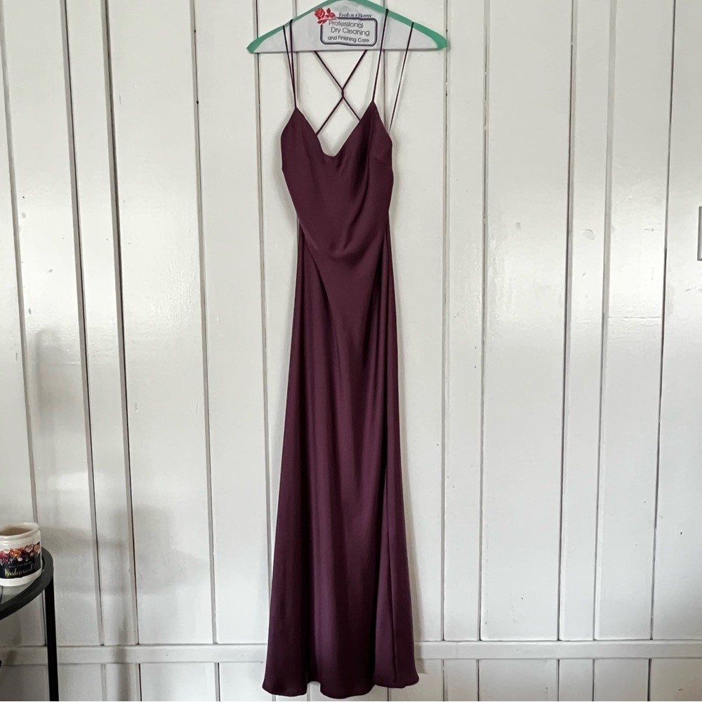 zara silk plum purple low back dress